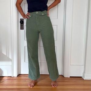 Poloma Wool Women's Sage Wide Leg Corduroy Pants